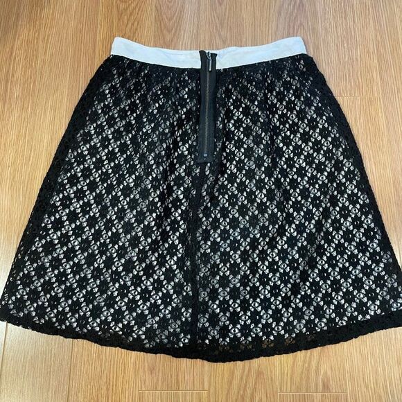 KENSIE Floral Lace Satin Skirt Black - 4 - Picture 7 of 11